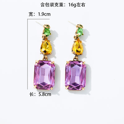 Aretes de Cristal Lujo Geométricos con Gota de Agua - Image 4