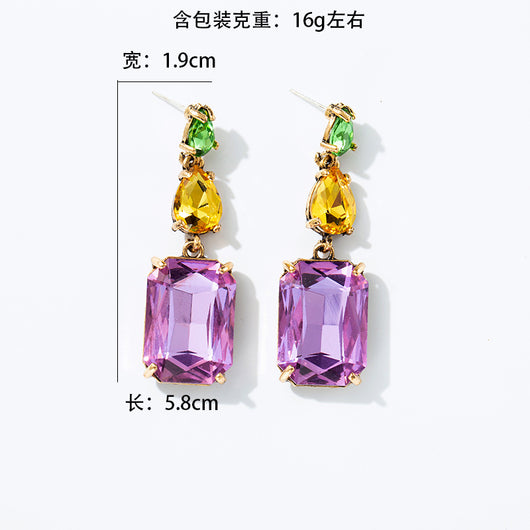 Aretes de Cristal Lujo Geométricos con Gota de Agua - Image 4