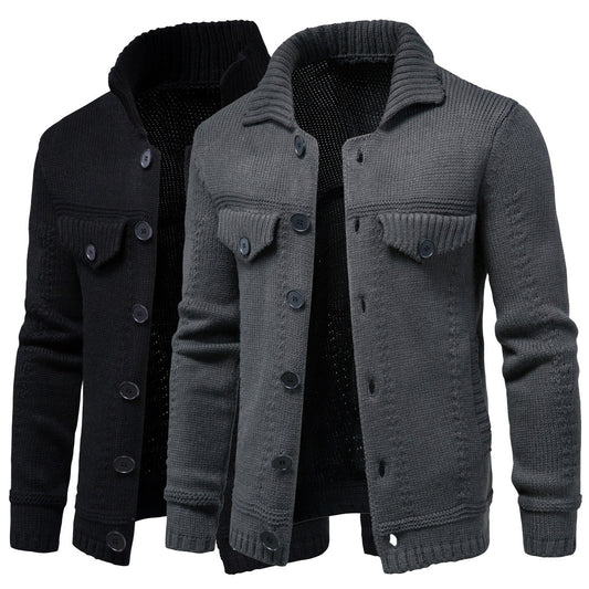Cardigan Casual de Punto con Solapa para Hombre