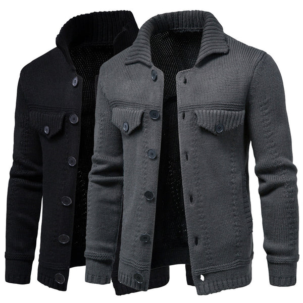 Cardigan Casual de Punto con Solapa para Hombre