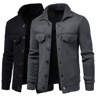 Cardigan Casual de Punto con Solapa para Hombre