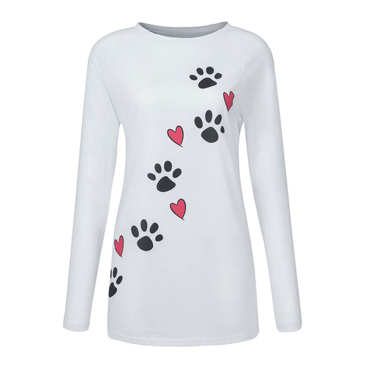Playera Suelta con Cuello Redondo y Estampado de Patitas de Perro - Image 2