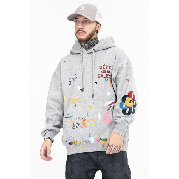 Sudadera Hip Hop Distressed Vintage con Splash de Graffiti Unisex