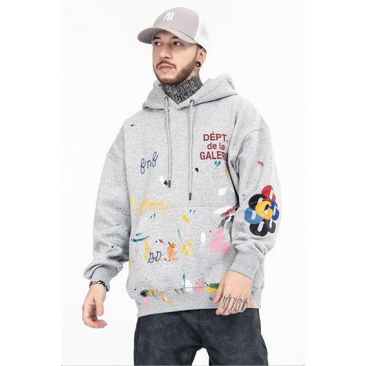 Sudadera Hip Hop Distressed Vintage con Splash de Graffiti Unisex