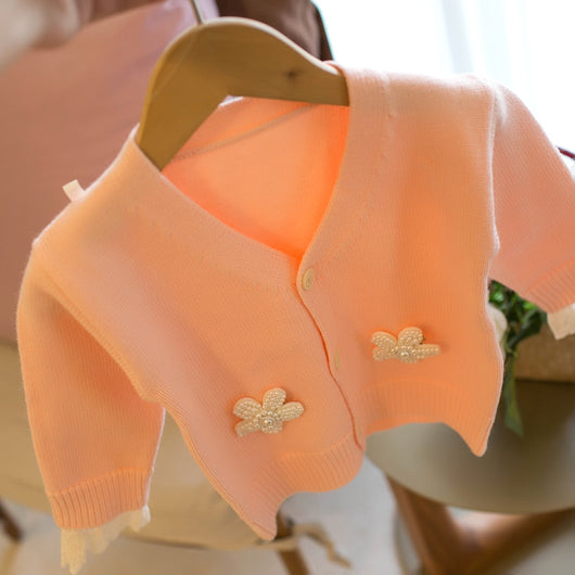 Cardigan Floral para Niñas con Escote en V - Image 2
