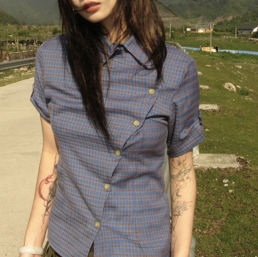 Camisa a Cuadros Estilo Retro Americano para Mujer Atrevida - Image 4