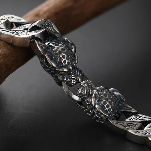 Pulsera de Plata Esterlina 925 Cabeza de Leopardo para Hombre Estilo Retro Grueso - Image 7