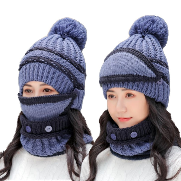 Conjunto de Gorro y Bufanda Tejido en Algodón Cálido