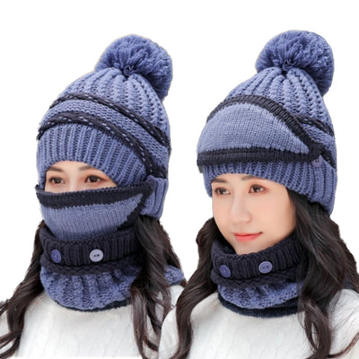 Conjunto de Gorro y Bufanda Tejido en Algodón Cálido