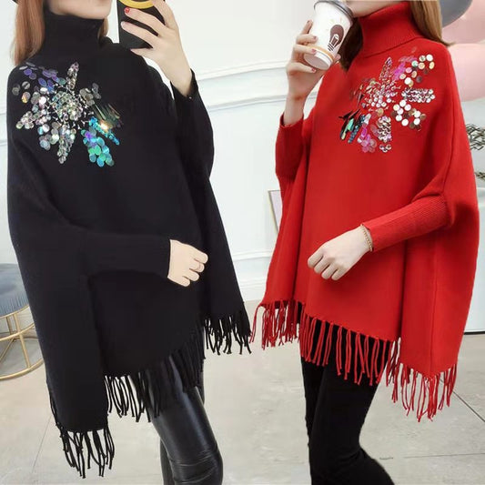 Suéter Cuello Alto Mujer Otoño Invierno Manga Larga Holgado