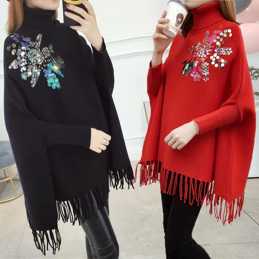 Suéter Cuello Alto Mujer Otoño Invierno Manga Larga Holgado