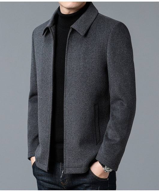 Abrigo de Lana con Cuello Polo para Hombre - Elegancia Casual - Image 11