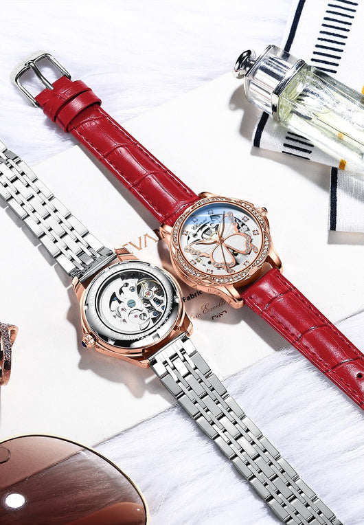 Reloj Automático para Mujer con Diamantes y Esfera de Mariposa - Resistente al Agua - Image 25