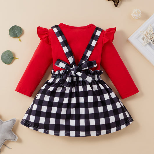 Conjunto Falda Suspensores con Moño y Manga Larga para Niñas - Image 8