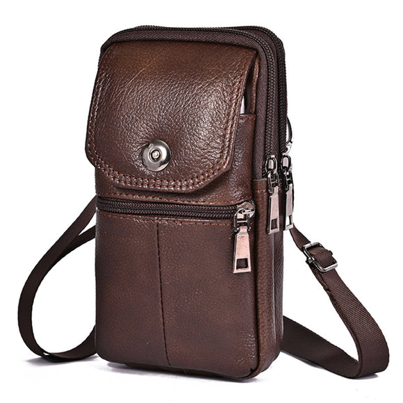 Bolsa de Cintura de Cuero Multifuncional para Hombre - Estilo Outdoor