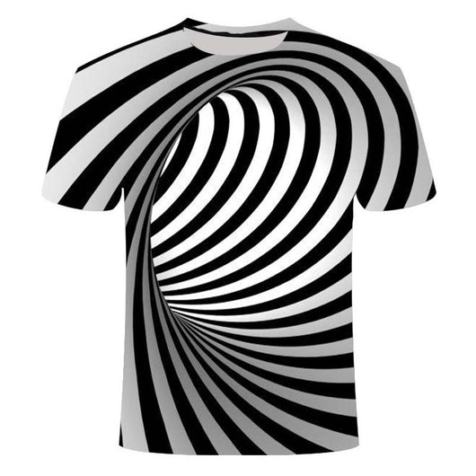 Playera Pareja Estampado 3D Líneas Creativas Unisex - Image 15