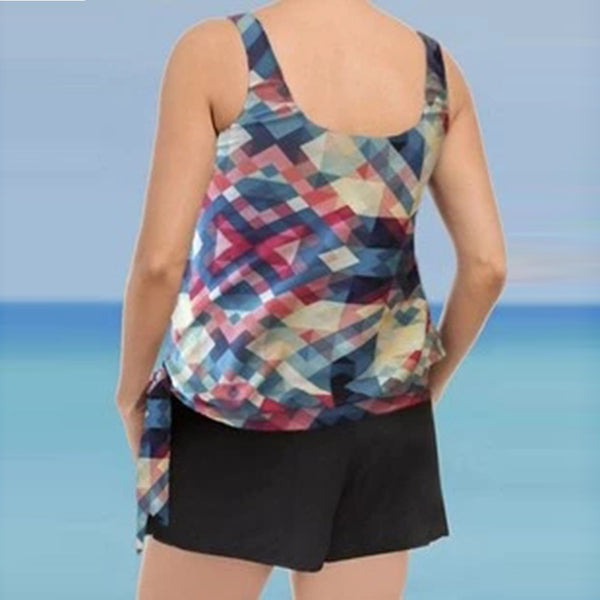 Traje de baño ajustado con estampado digital y abertura lateral