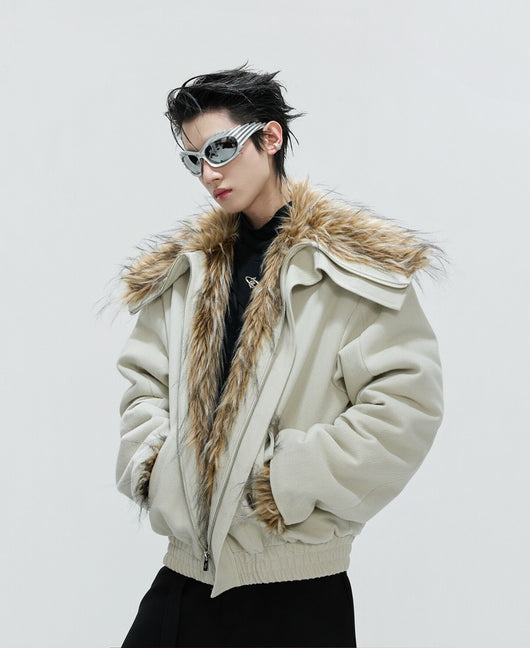 Chaqueta de Lana con Forro Polar Gruesa para Hombre - Cuello Solapa Grande - Image 8