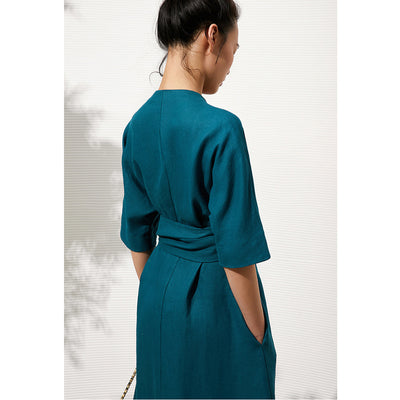 Vestido Camisero Retro con Cintura Marcada - Image 3