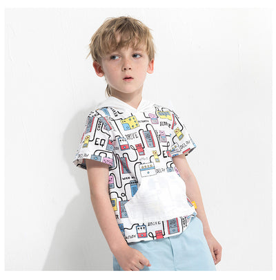 Playera Infantil Manga Corta con Capucha y Estampado Animado - Image 5