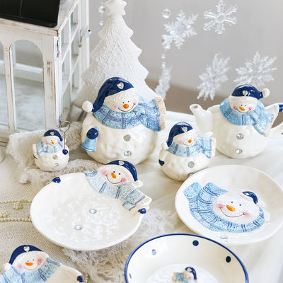 Adornos Navideños de Cerámica y Vajilla Muñeco de Nieve