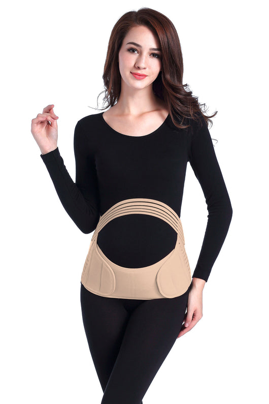Pink adjustable maternity support belt on a pregnant woman, designed for stomach lift and comfort. - Image 18