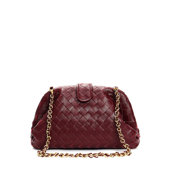 Bolso Mensajero de Cuero Genuino Tejido Cuadrado Pequeño