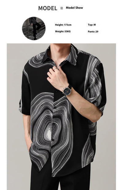 Camisa Casual Hombre Manga Corta Contraste Retro Suelta - Image 10