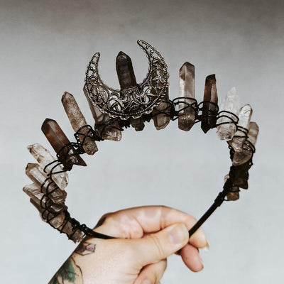 Tiara Corona de Cristal con Piedra Natural Gris - Image 7