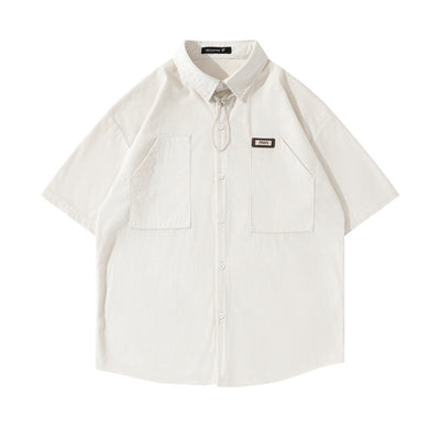 Camisa Suelta de Bolsillos y Color Sólido para Hombre - Image 3