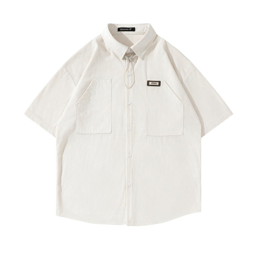Camisa Suelta de Bolsillos y Color Sólido para Hombre - Image 3