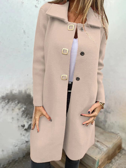 Abrigo de Lana para Mujer de Largo Medio con Diseño Cruzado Simple - Image 9