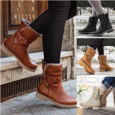 Botas Medianas Cómodas de Punta Redonda para Mujer Tallas Grandes - Image 3