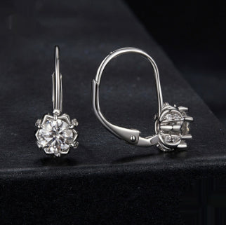 Aretes Clip Botón Floral Elegantes Plata Esterlina Baño Oro Blanco - Image 10
