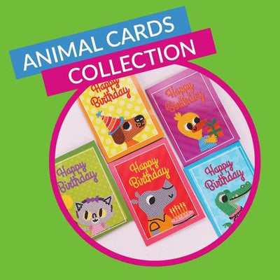 Tarjetas de Cumpleaños con Animales Lindos - Pintura de Diamantes 5D DIY