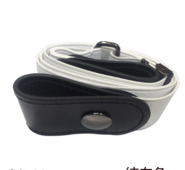 Black buckle-free elastic belt with snap closures worn on blue jeans, featuring a bonus gold-colored metal buckle. - Image 3