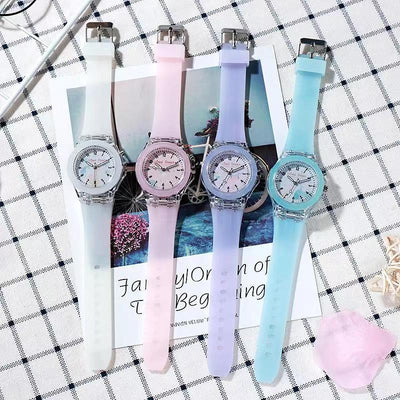 Reloj Infantil de Silicona con Luz y Patrón de Frutas