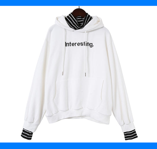 Sudadera Cuello Alto Rayas Harajuku Oversized para Mujer - Estilo K-pop Otoño