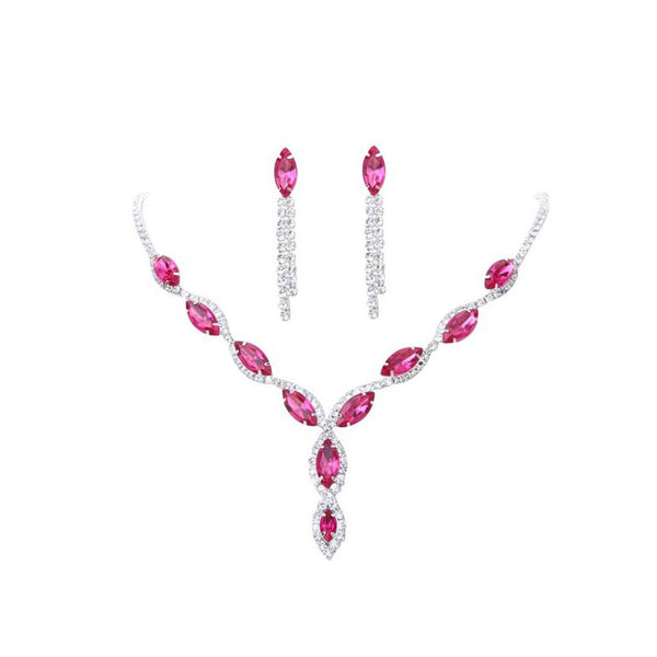 Conjunto de Novia Rojo Intenso con Collar de Diamantes - Joyería Nupcial Premium