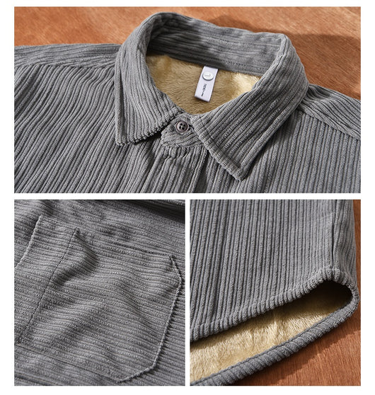 Camisa Acolchada de Terciopelo para Hombre - Suéter Holgado y Cálido - Image 20