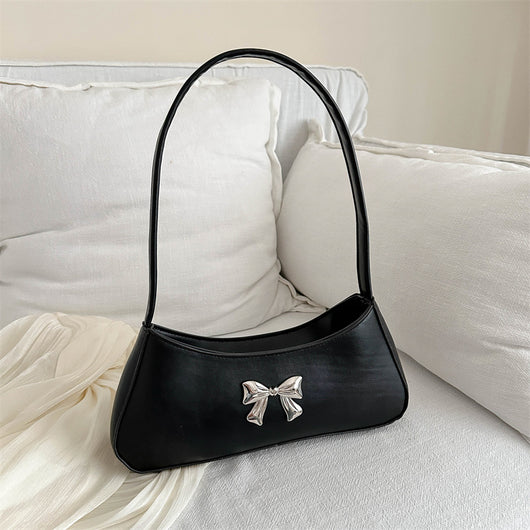 Bolsa de Hombro Minimalista Texturizada con Detalle de Moño Elegante - Image 2