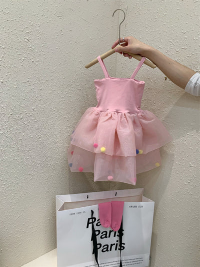 Vestido Princesa Infantil con Pompón de Pelaje Colorido - Image 15