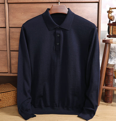 Polo de Lana Fina Merino para Hombre - Camisa de Manga Larga Elegante - Image 18