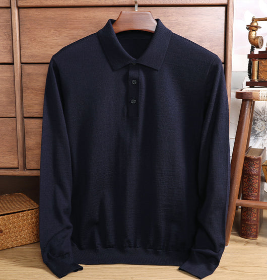 Polo de Lana Fina Merino para Hombre - Camisa de Manga Larga Elegante - Image 18