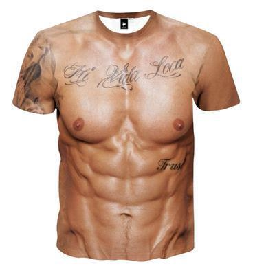 Playera 3D con Estampa de Músculo - Cuello Redondo para Hombre - Image 4
