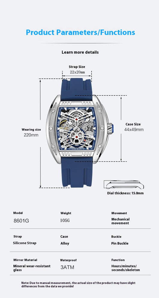Reloj Mecánico Estilo Barril de Vino con Correa de Silicona - Image 11