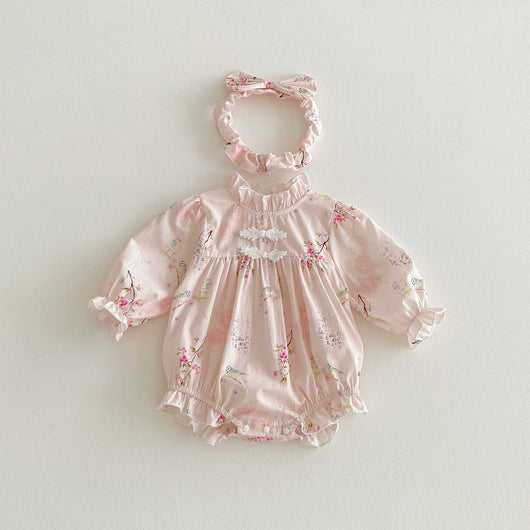 Enterizo Manga Larga para Bebé Niña Estilo Retro Tang - Image 8