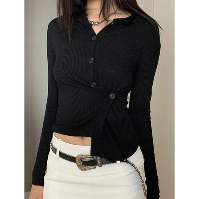Blusa Asimétrica de Botones con Solapa Clásica - Image 4