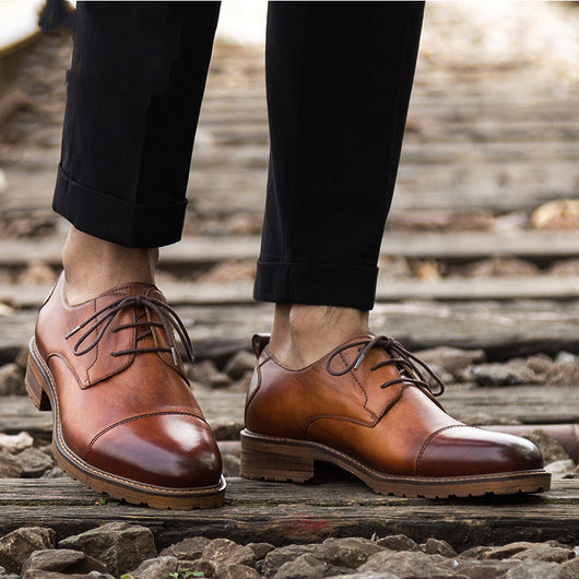 Zapatos de Cuero Retro Británico Hechos a Mano para Hombre - Image 12