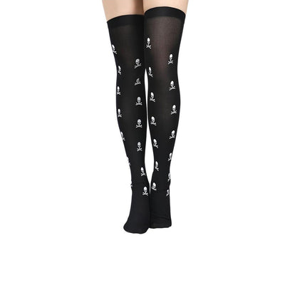 Medias Largas Hasta la Rodilla con Estampado Halloween - Telaraña, Murciélagos, Calaveras y Castillo - Image 7